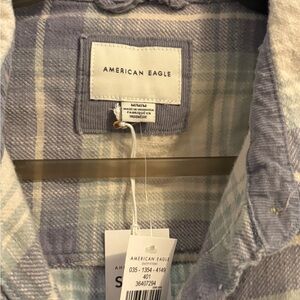 American Eagle Outfitters Light Blue Plaid Shirt NWT